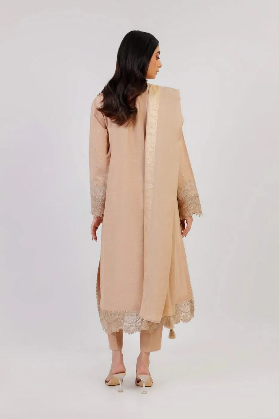 3 Pc Embroidered Khaddar Suit With Shawl