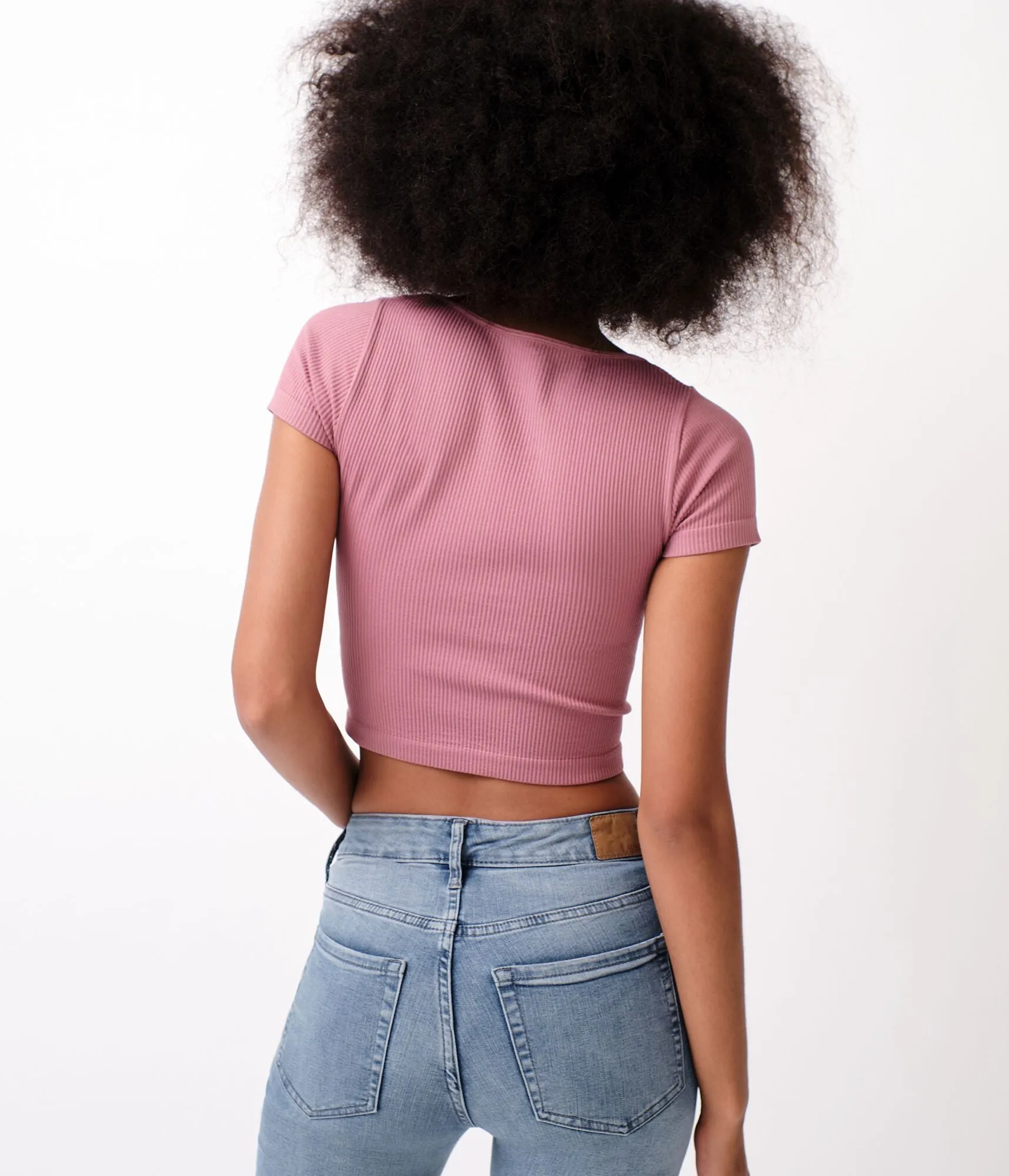 Aeropostale Ribbed Cropped Henley Tee