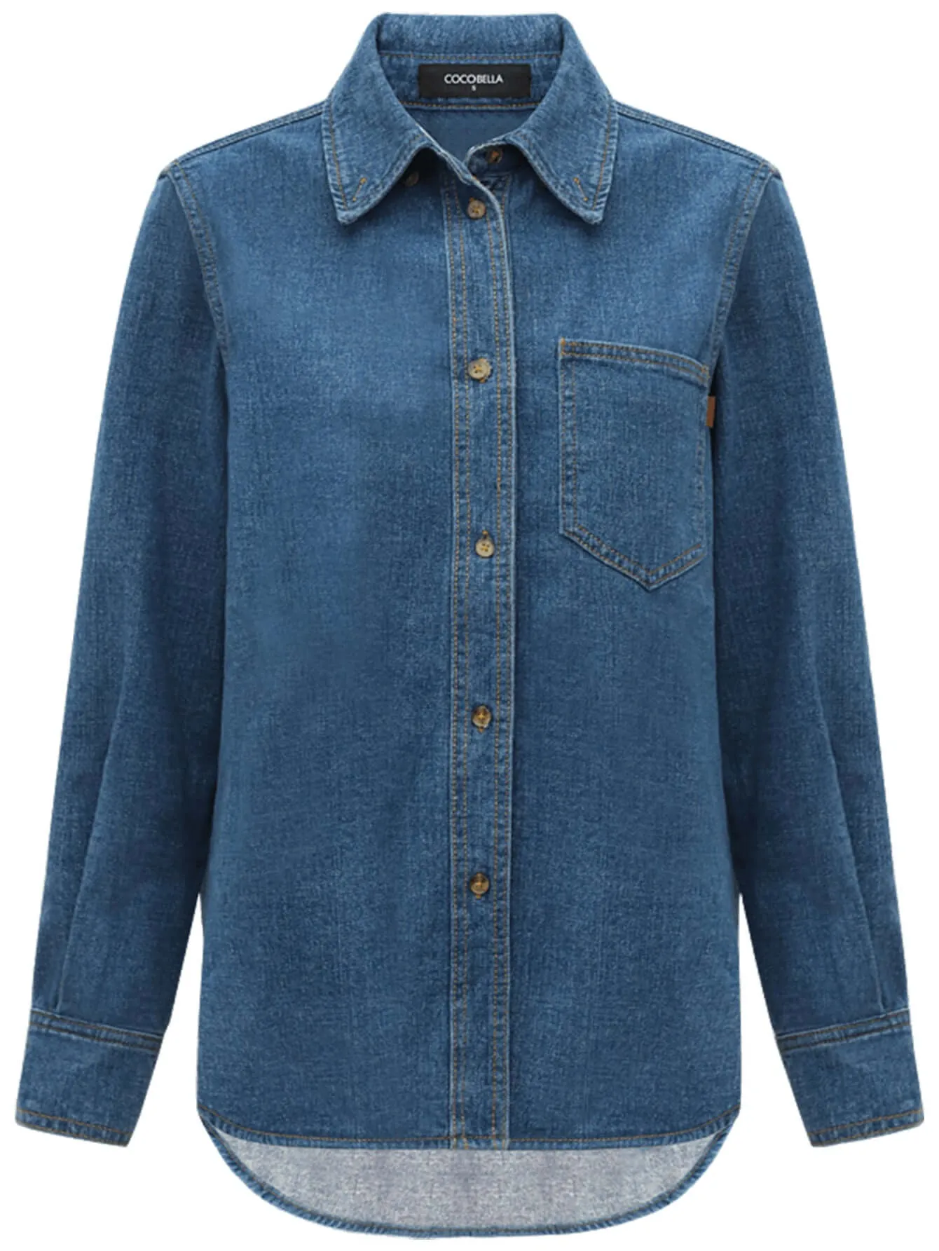 American Classic Buttoned Long Sleeve Blue Denim Shirt