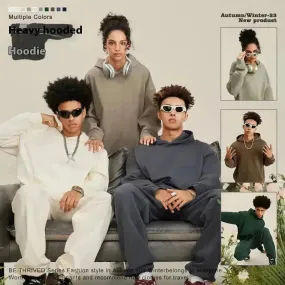 American-style Hoodie suit and Crew neck sweatsuit Unisex Fall Winter