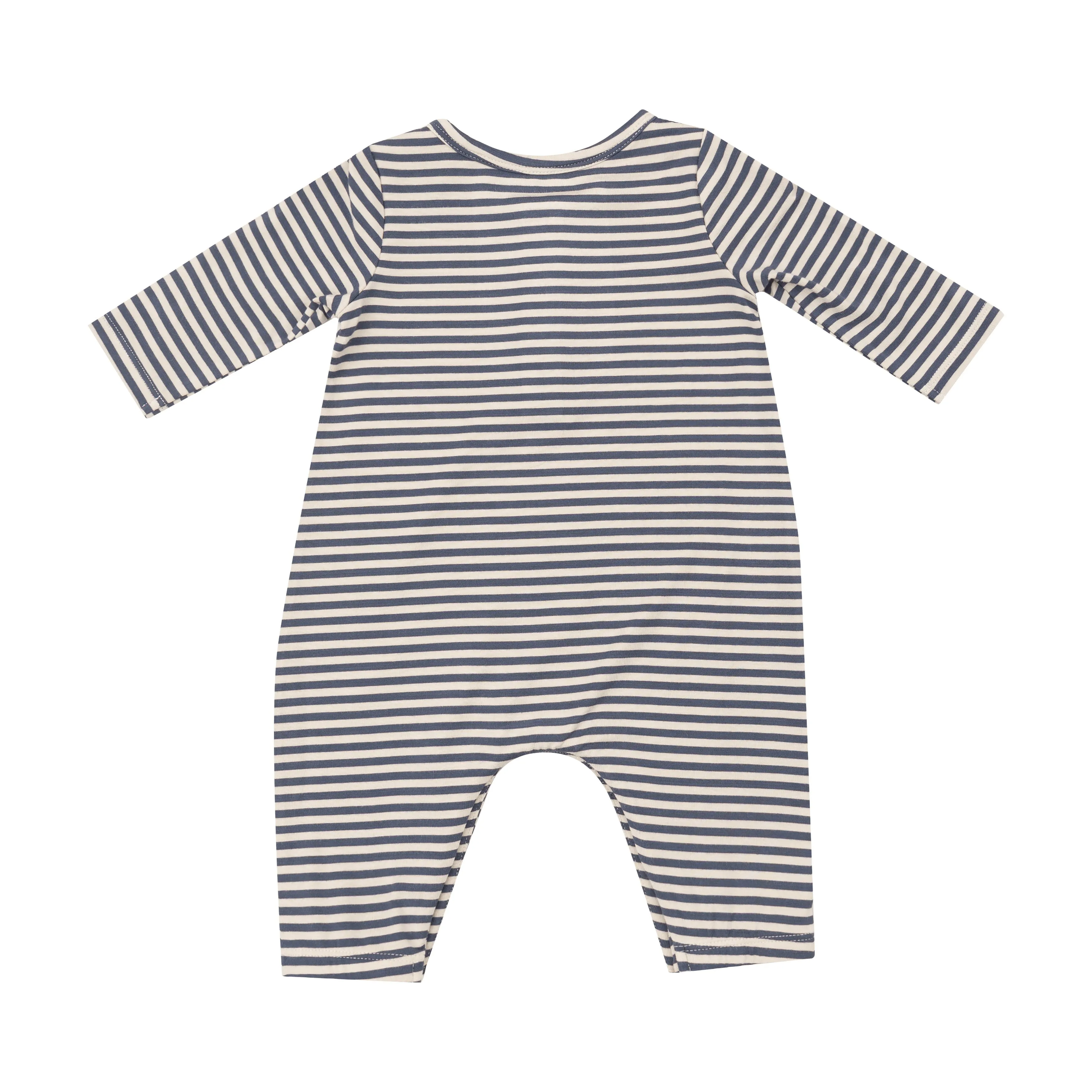 Angel Dear || Footballs   Navy & Oat Stripe Long Sleeve Henley Romper