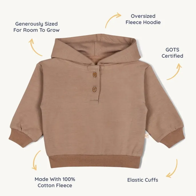 Bio-Fleece Hoodie Henley - Taupe