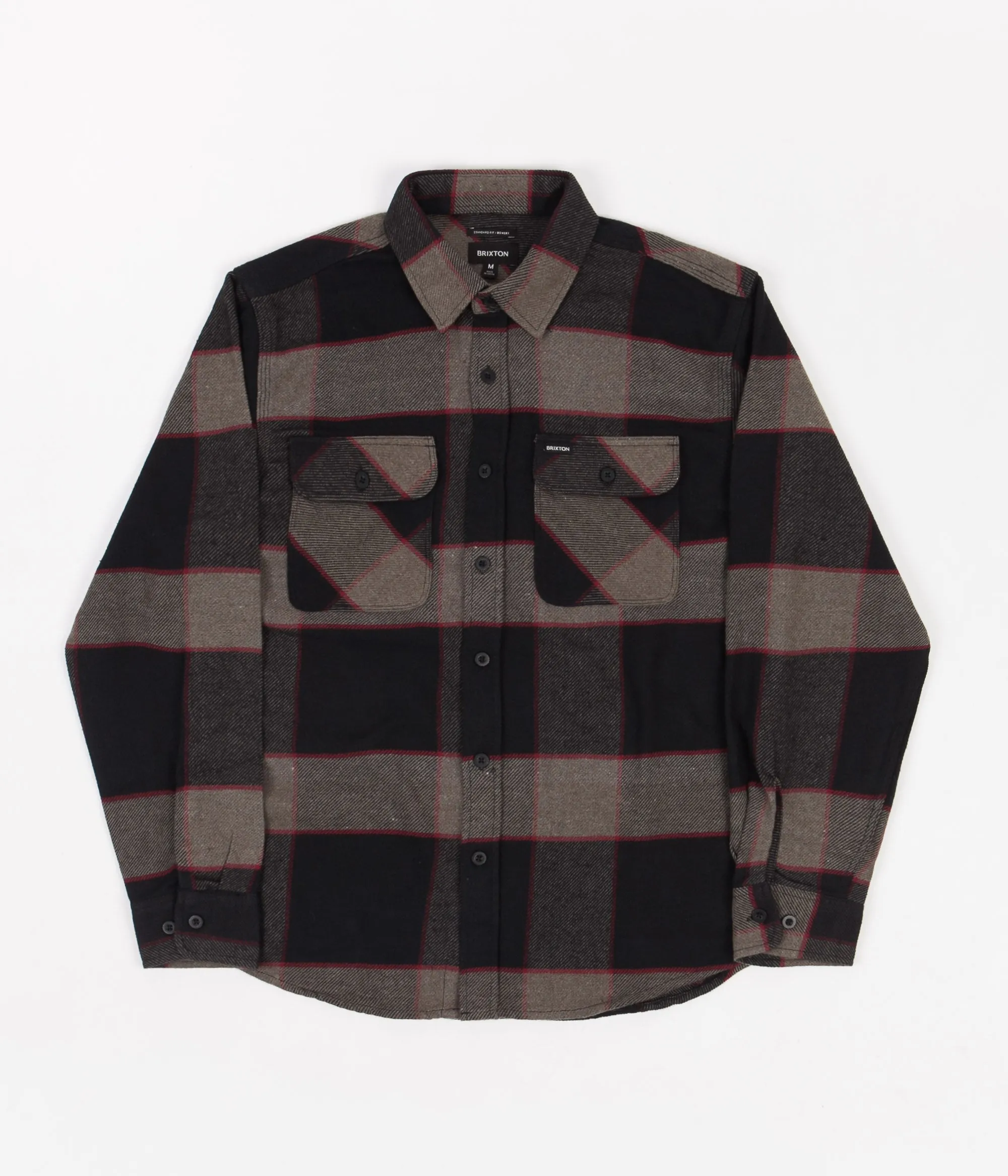 Brixton Bowery Long Sleeve Flannel Shirt - Heather Grey / Charcoal