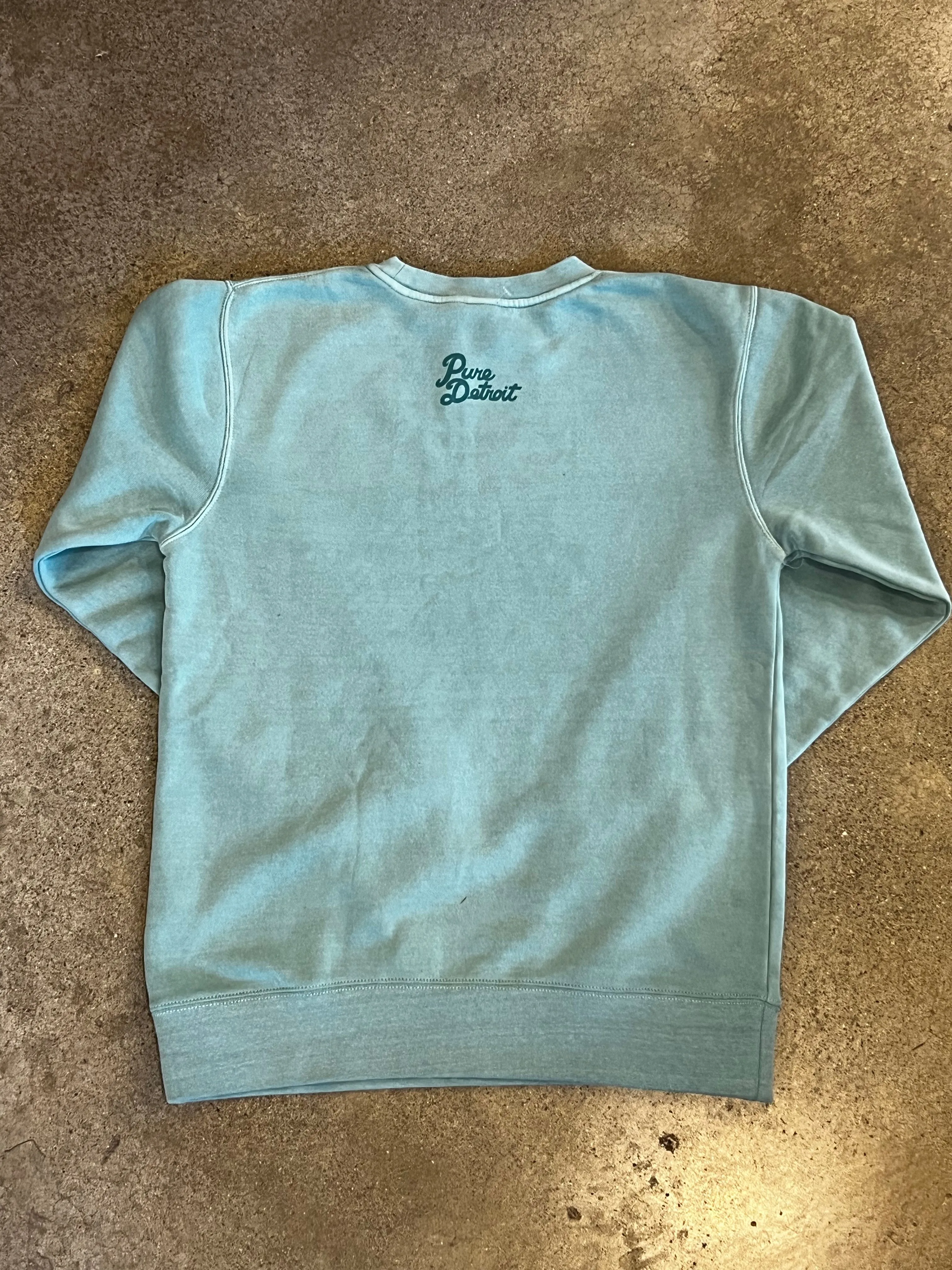 Detroiter Crew Neck- Embroidered /  White   Mint / Unisex