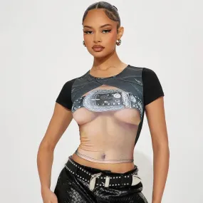 Floral Print Slim Fit Crop Top