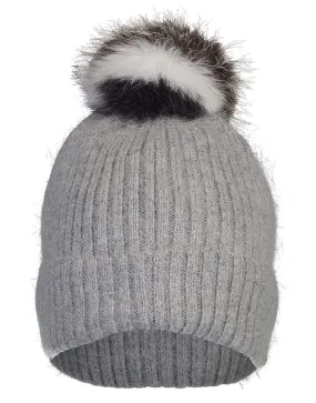 Fox Pompom Knit Hat - Gris