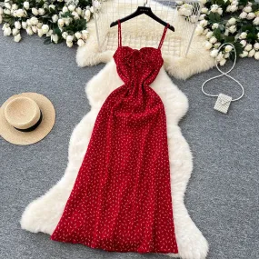 French Style Lace-up Floral Slip Dress