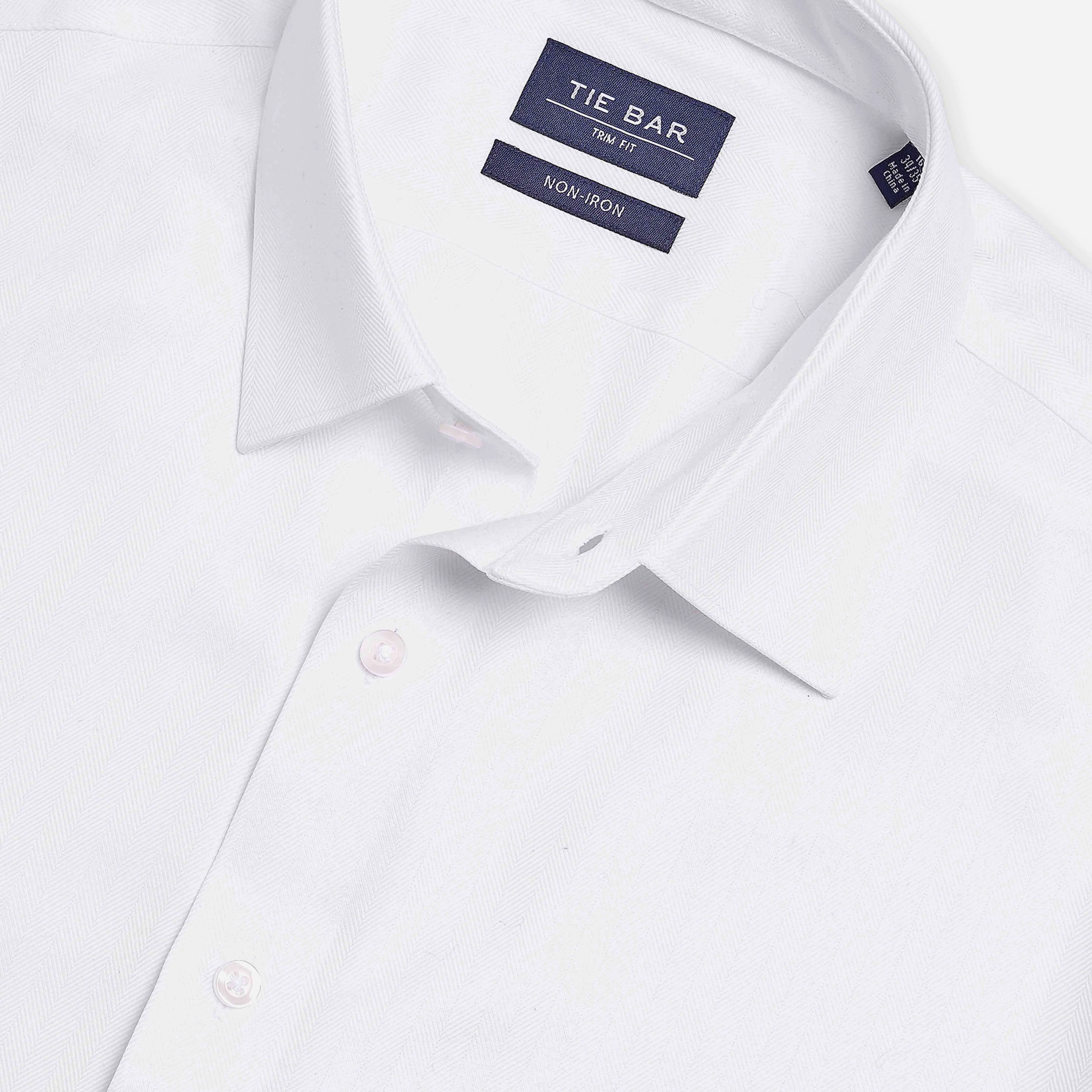 Herringbone Tuxedo White Non-Iron Dress Shirt