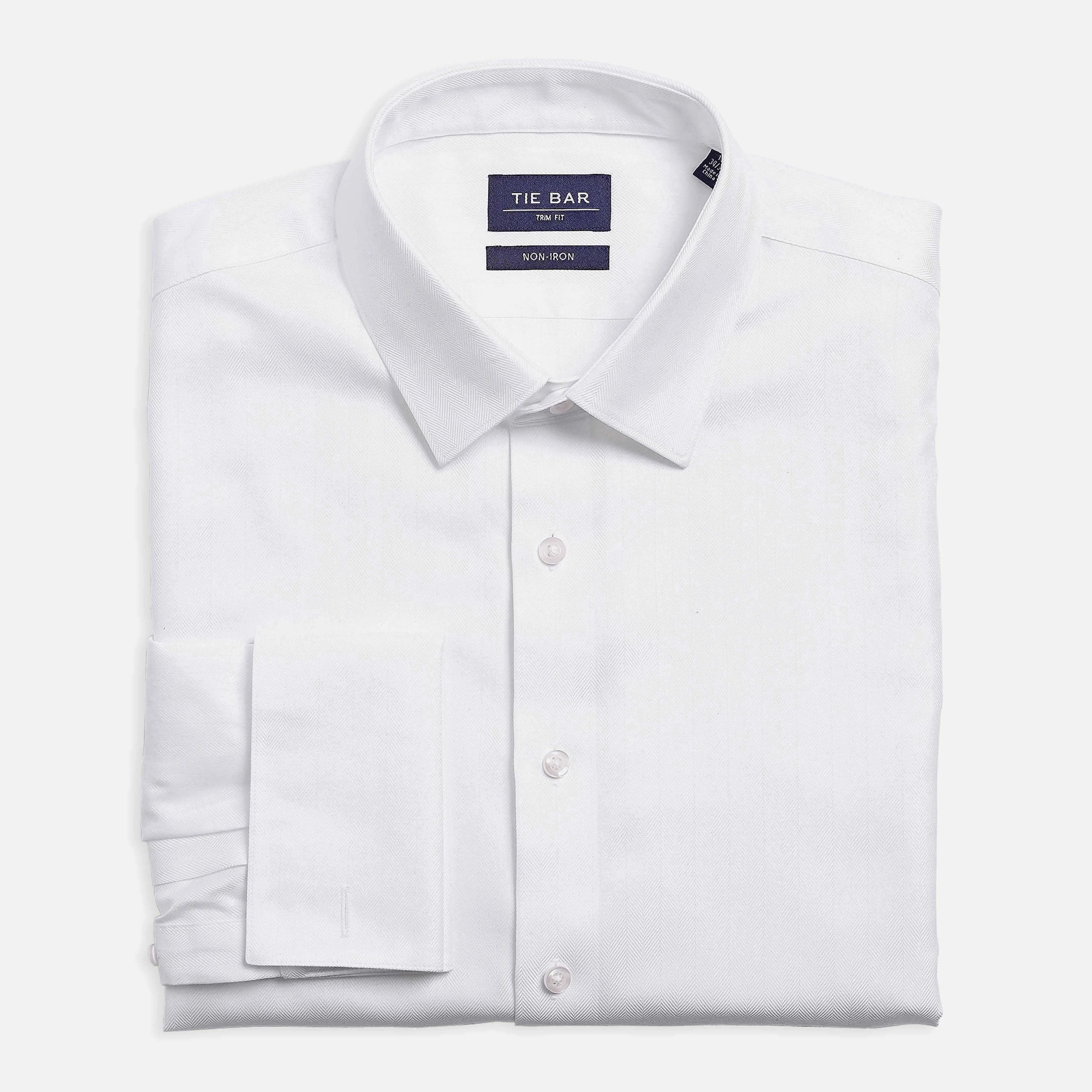 Herringbone Tuxedo White Non-Iron Dress Shirt