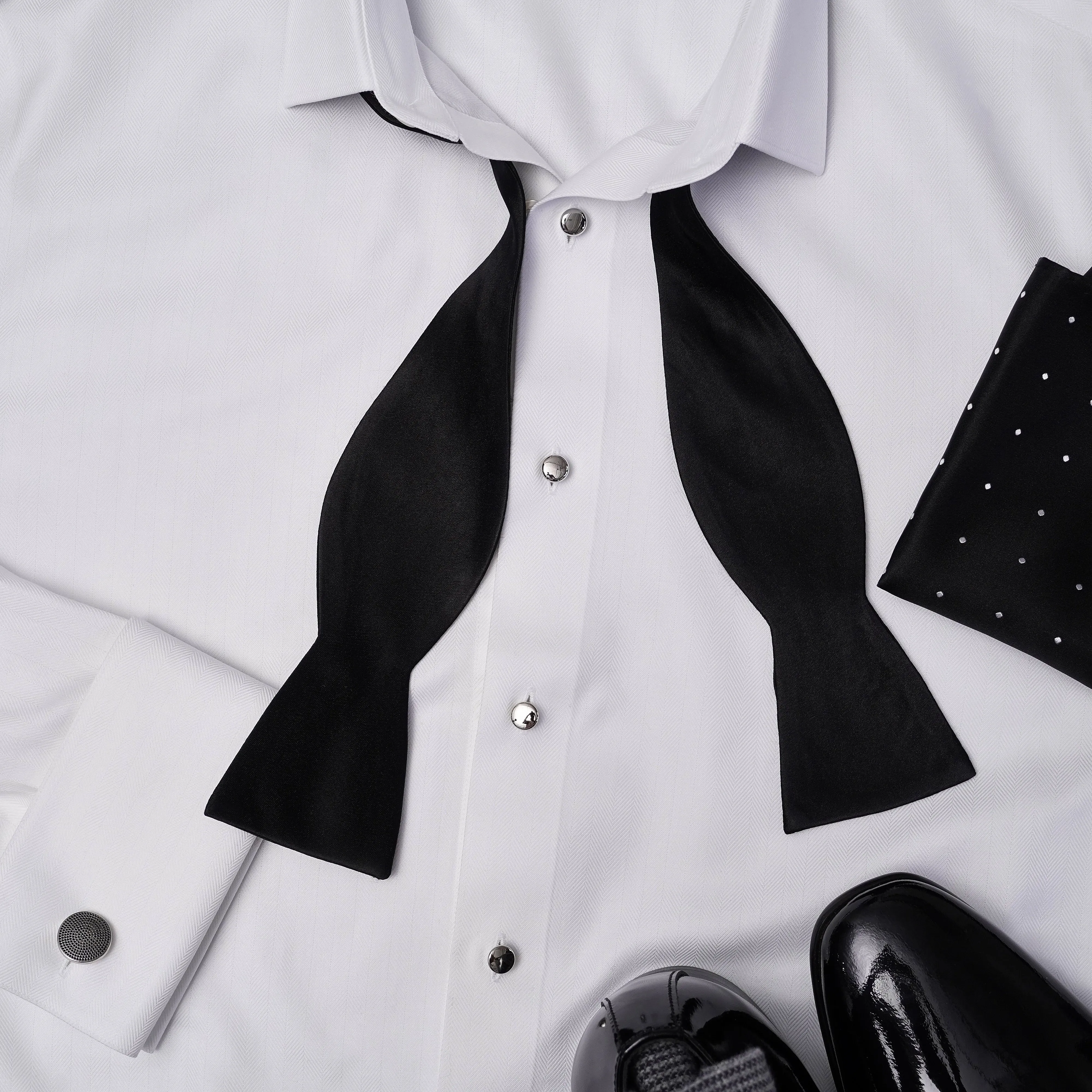 Herringbone Tuxedo White Non-Iron Dress Shirt