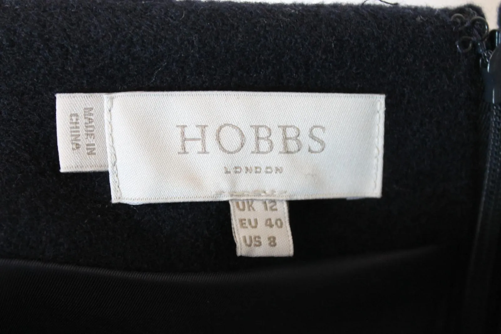 HOBBS Ladies Navy Blue Wool Straight Midi Skirt EU40 UK12