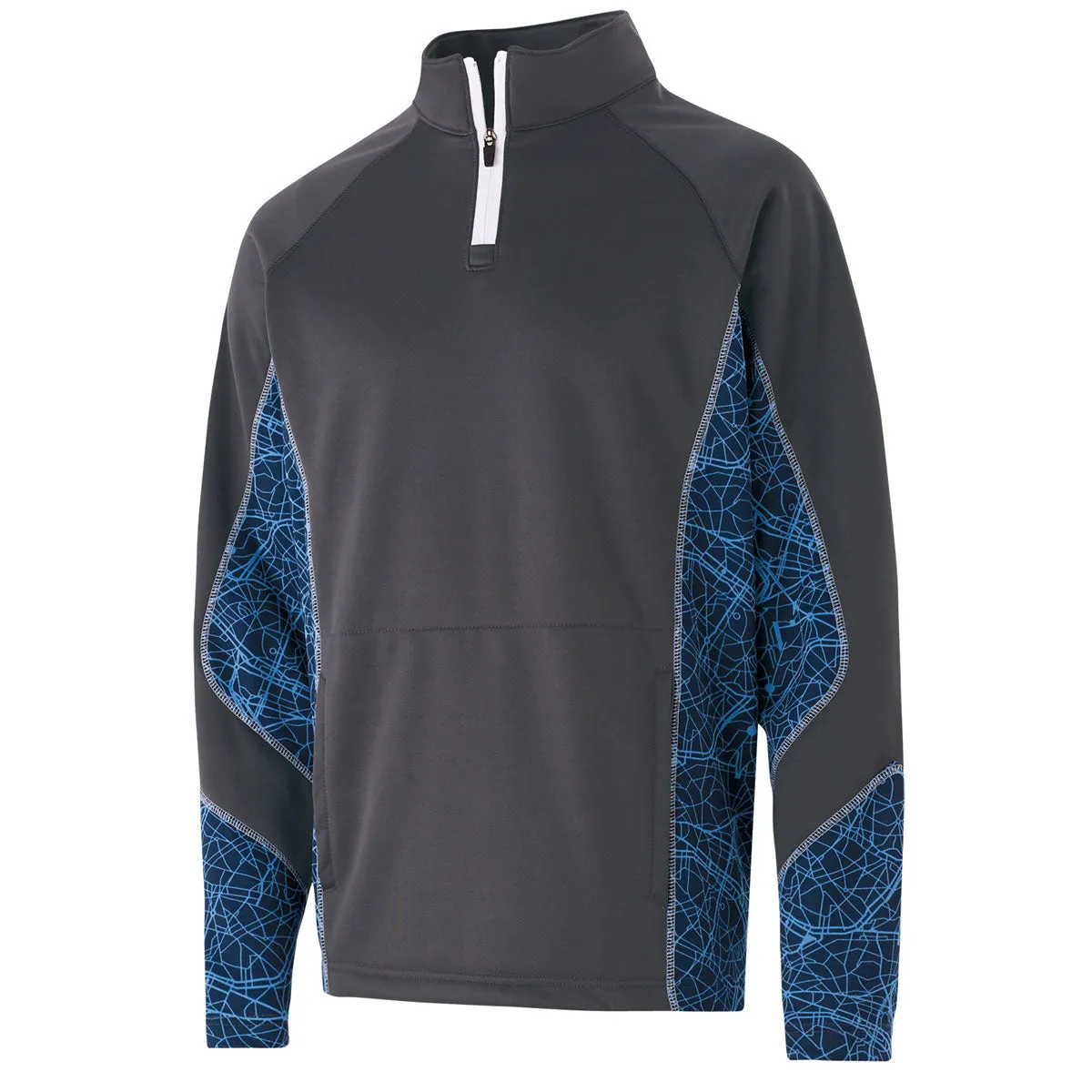 Holloway Men's Carbon/Navy/White Performance Fleece Complex Pullover
