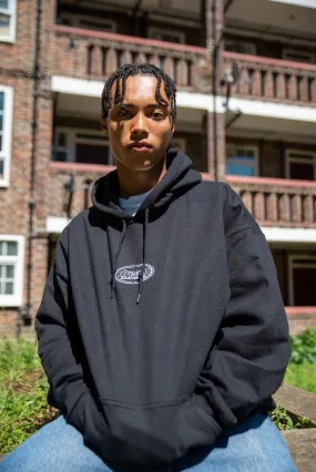 Hoodie in Black With Oval Logo Embroidery