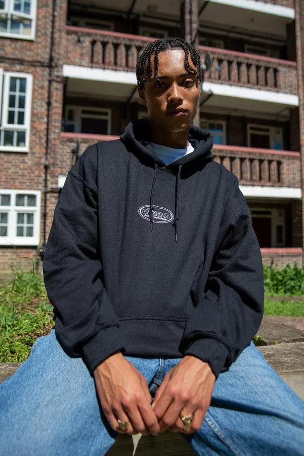 Hoodie in Black With Oval Logo Embroidery