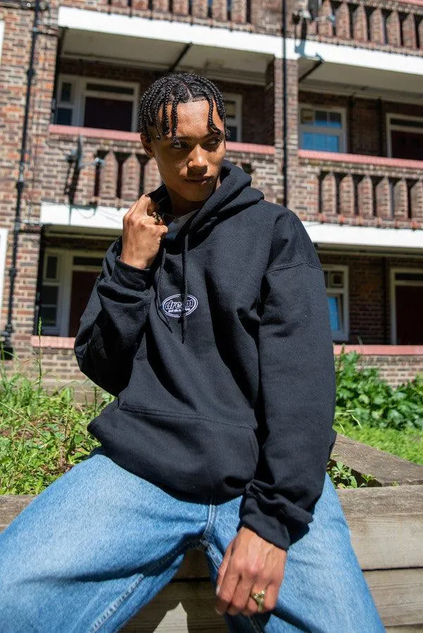 Hoodie in Black With Oval Logo Embroidery