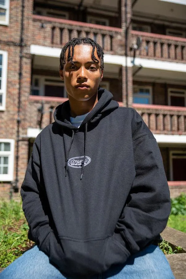 Hoodie in Black With Oval Logo Embroidery