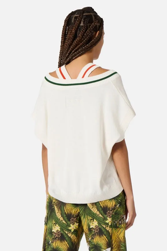 Iceberg - Double V-Neck Top: Milky White