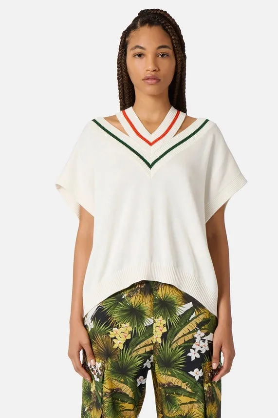 Iceberg - Double V-Neck Top: Milky White