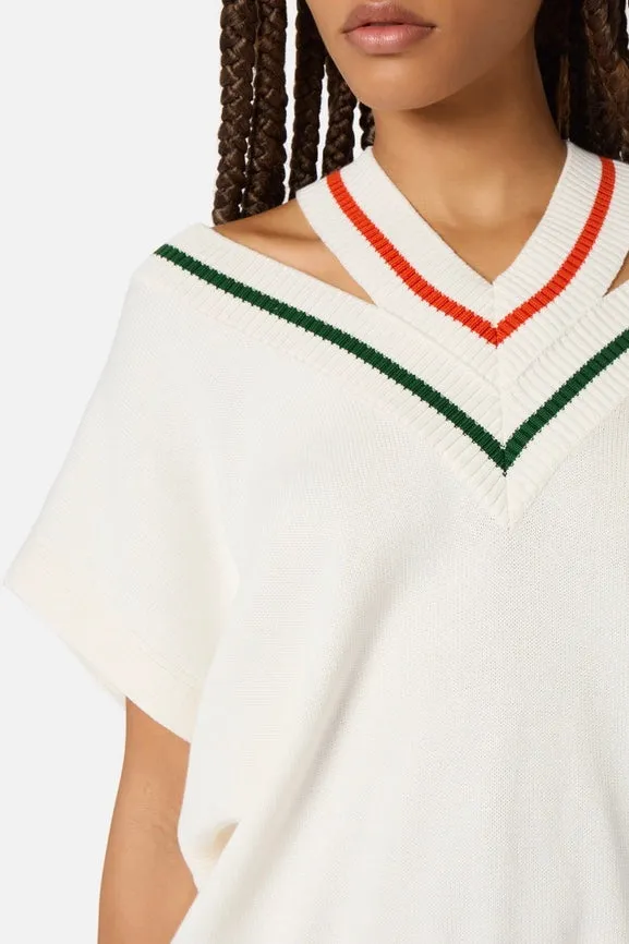 Iceberg - Double V-Neck Top: Milky White