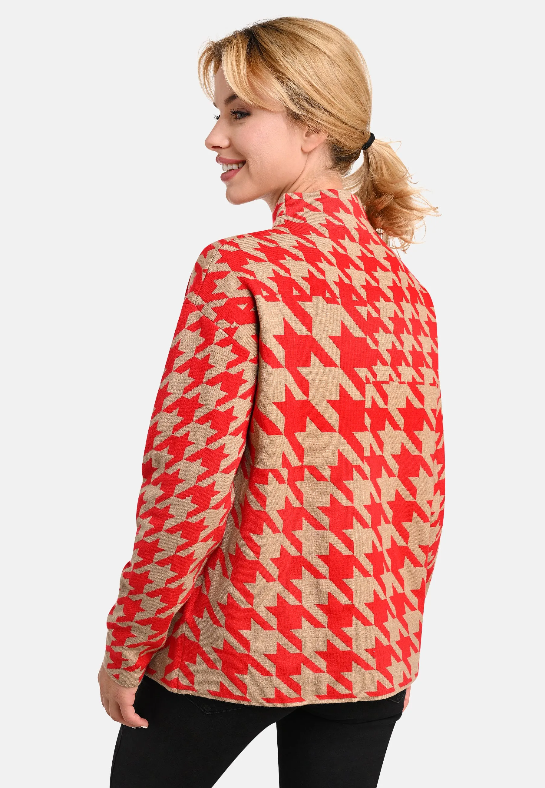 Jacquard Print High Neck Pullover