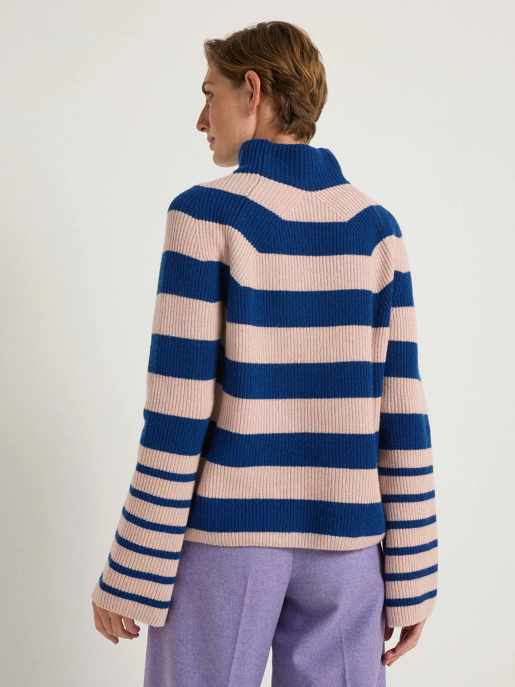 Lanius Rippenpullover GOTS poseidon/ biscuit