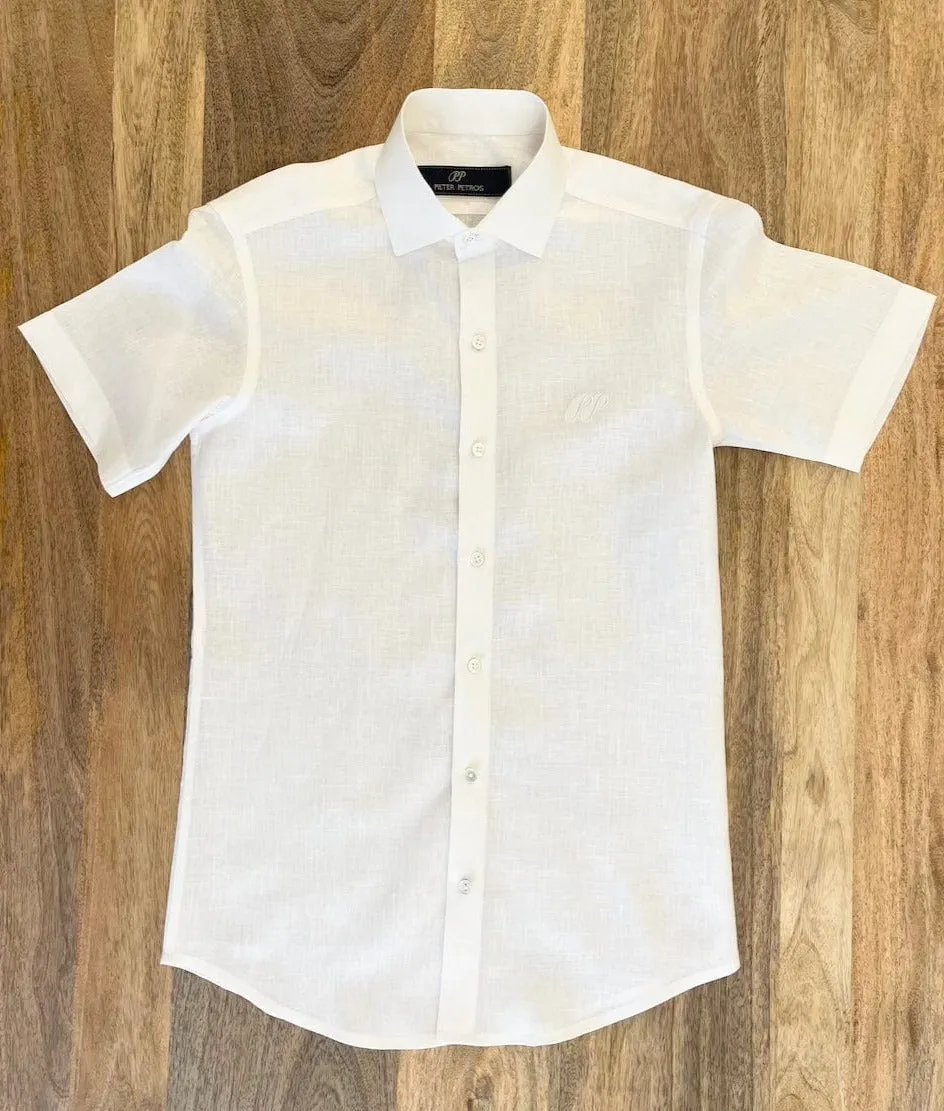 Laos Short Sleeve Linen Shirt - White