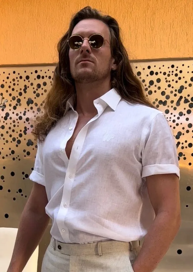 Laos Short Sleeve Linen Shirt - White