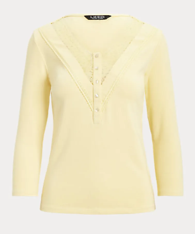 Lauren Ralph Lauren Lace-Trim Henley Top