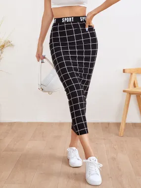 Letter Waist Grid Pencil Skirt SS24