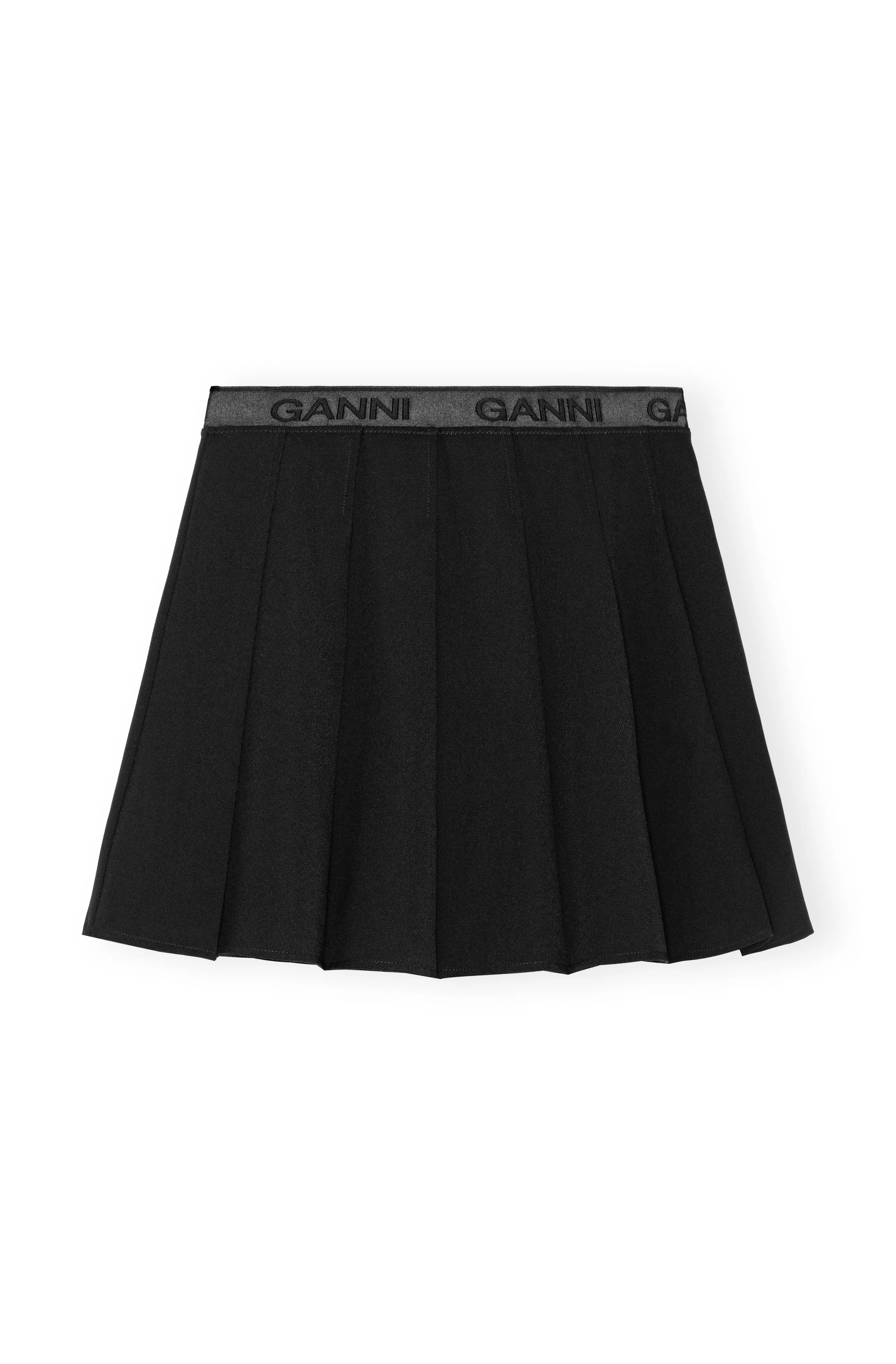 Light Twill Pleated Mini Skirt - Black
