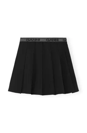 Light Twill Pleated Mini Skirt - Black