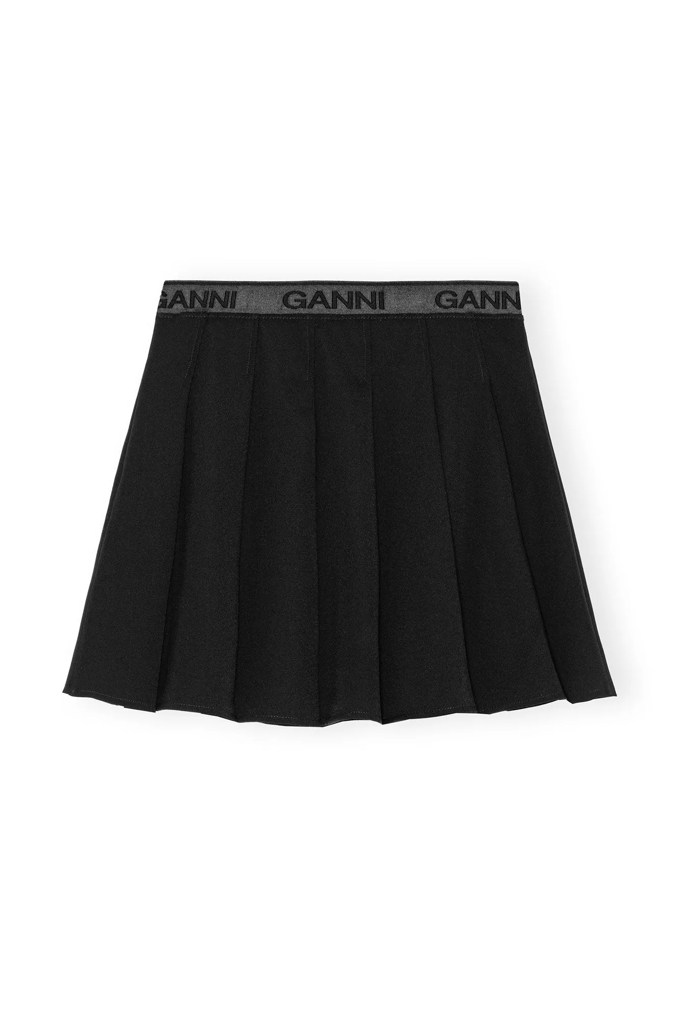 Light Twill Pleated Mini Skirt - Black