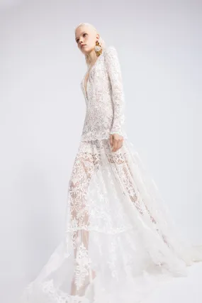 Long-Sleeved Lace Wedding Dress