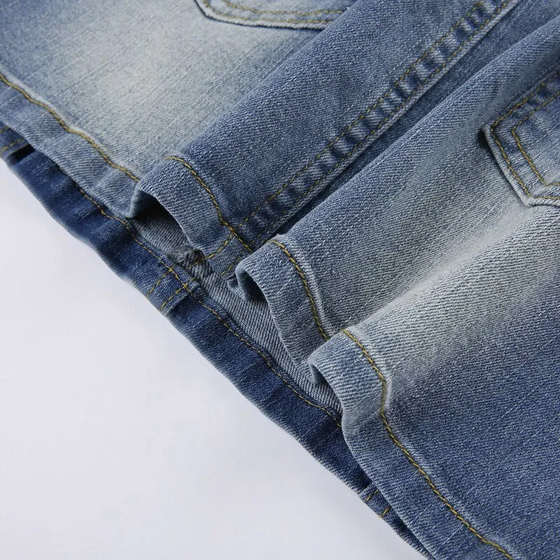 Low Waist Denim Cargo Pencil Mini-Skirt