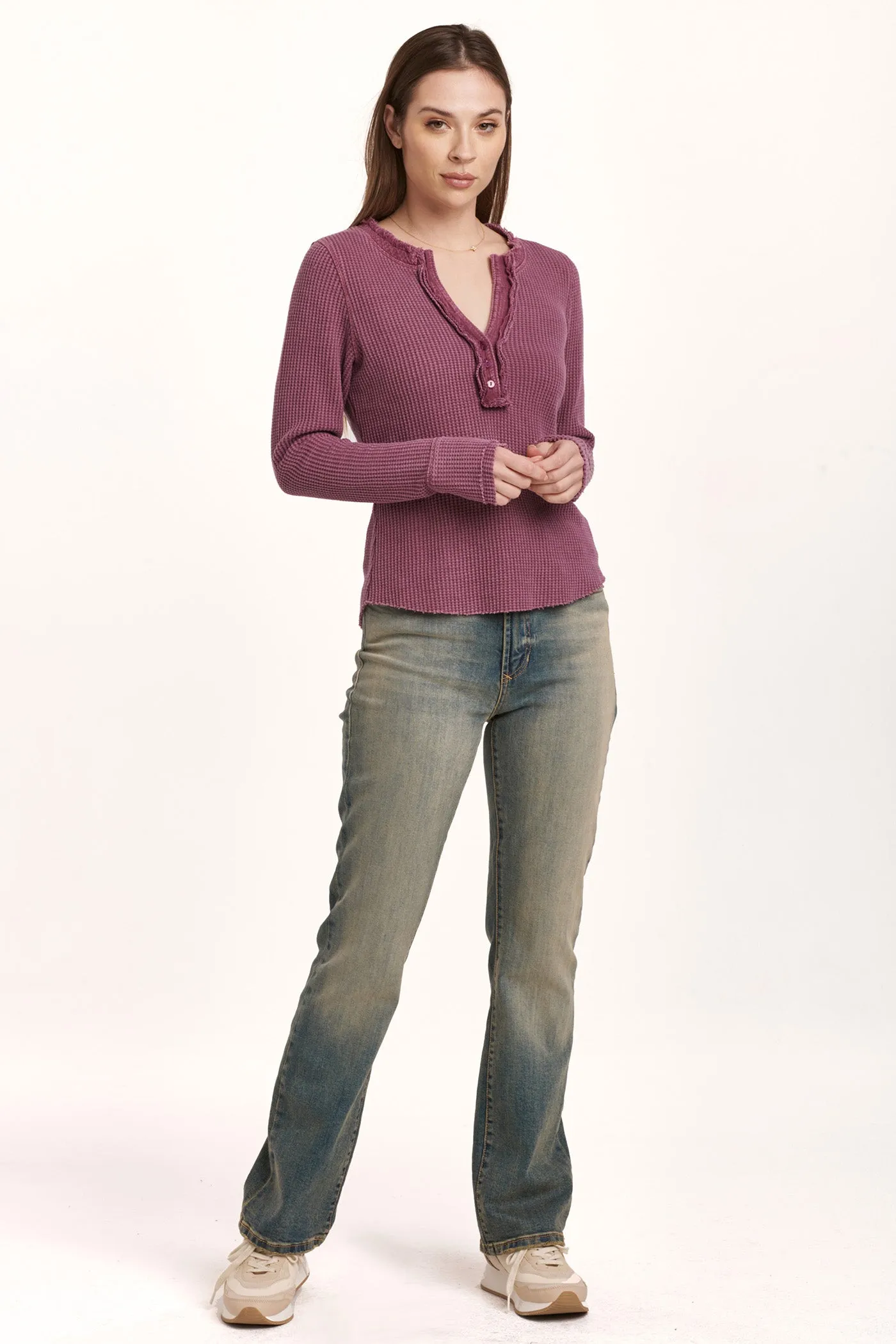 LUNA THERMAL HENLEY TOP PLUM BERRY