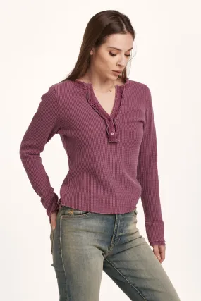 LUNA THERMAL HENLEY TOP PLUM BERRY