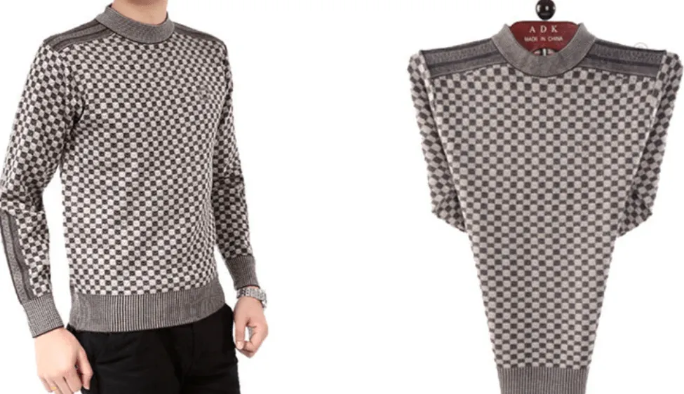 Men's Elegant Checkered Fleece Pullover Sweater | Ideal for Autumn/Winter