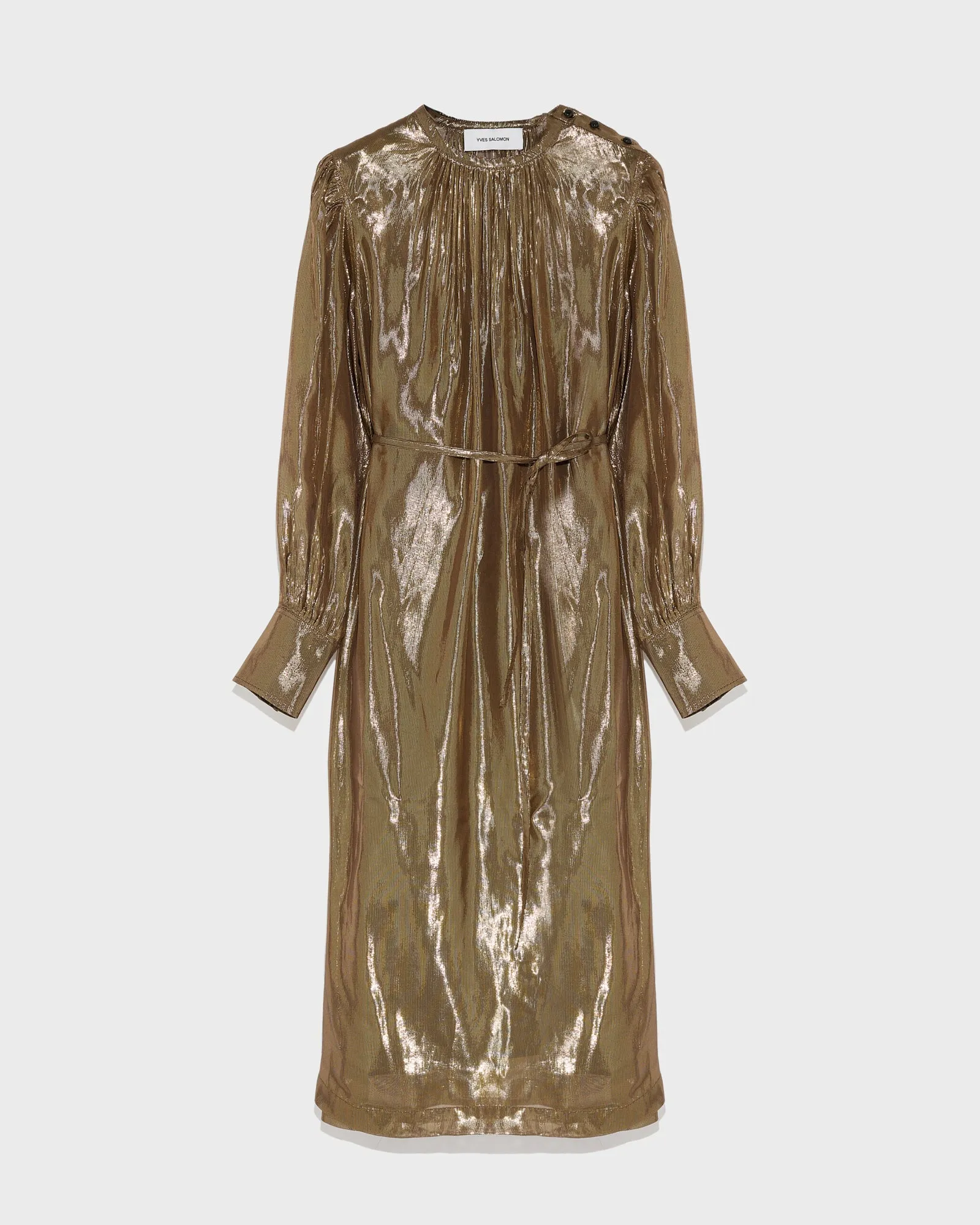 Midi dress in lamé fabric
