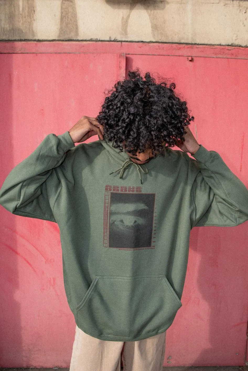 Military Green Hoodie With Spyware Print