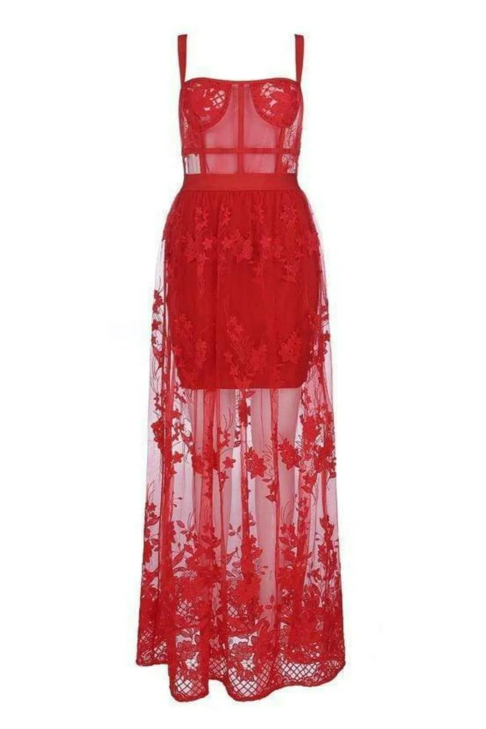 My Moment To Shine Red Lace Corset Dress