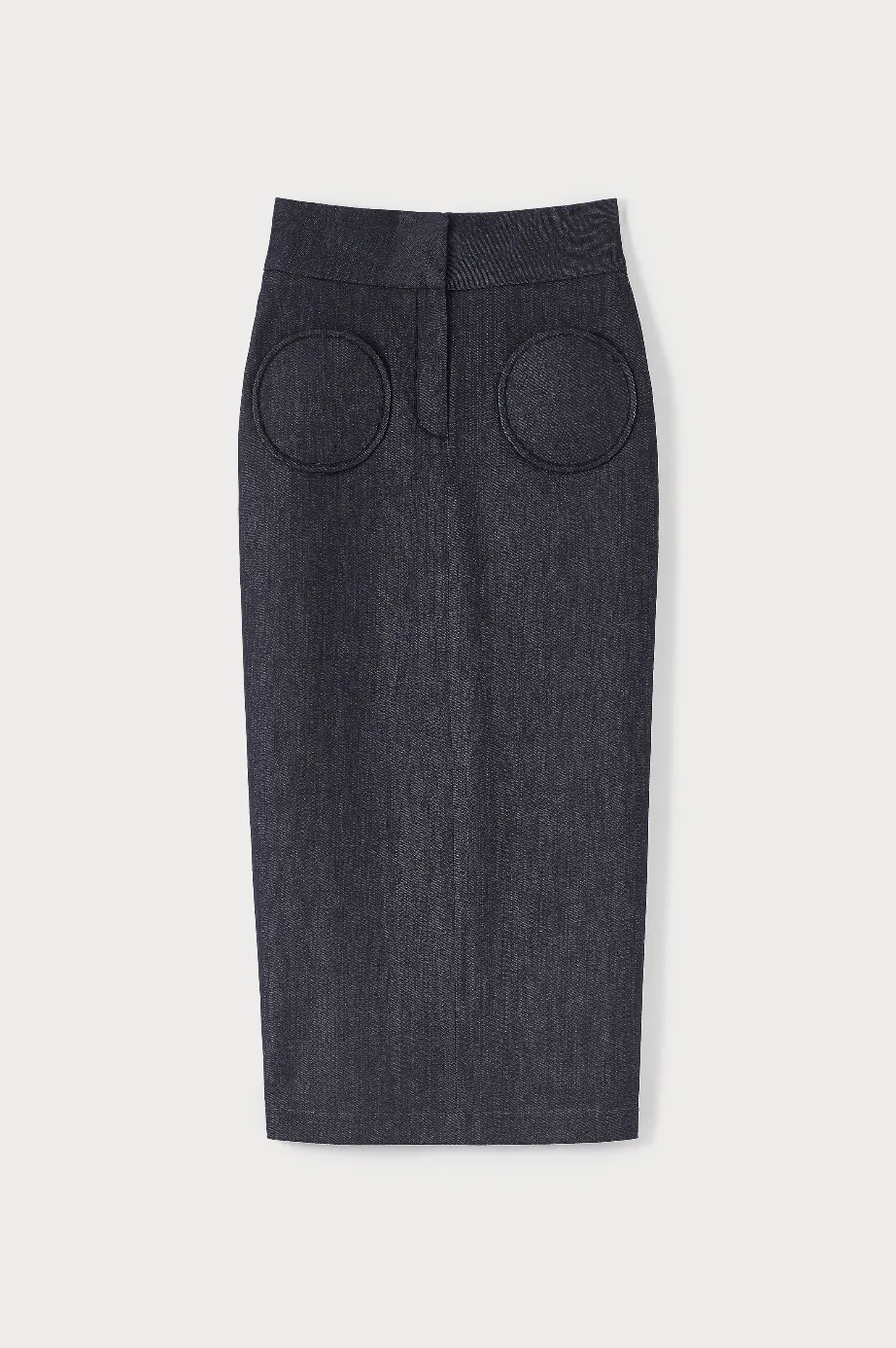 NAVY BLUE Pencil Skirt with Circular Pockets