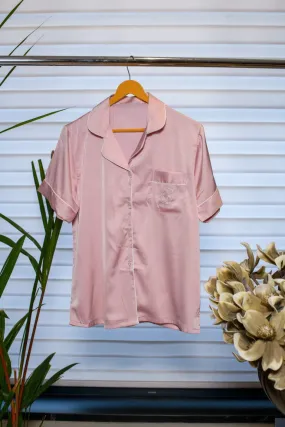Night Pink Lounge Wear With Playful Pocket Print