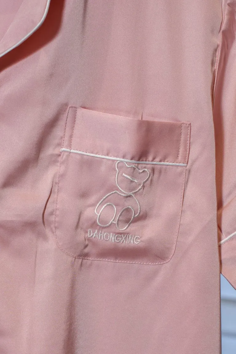 Night Pink Lounge Wear With Playful Pocket Print
