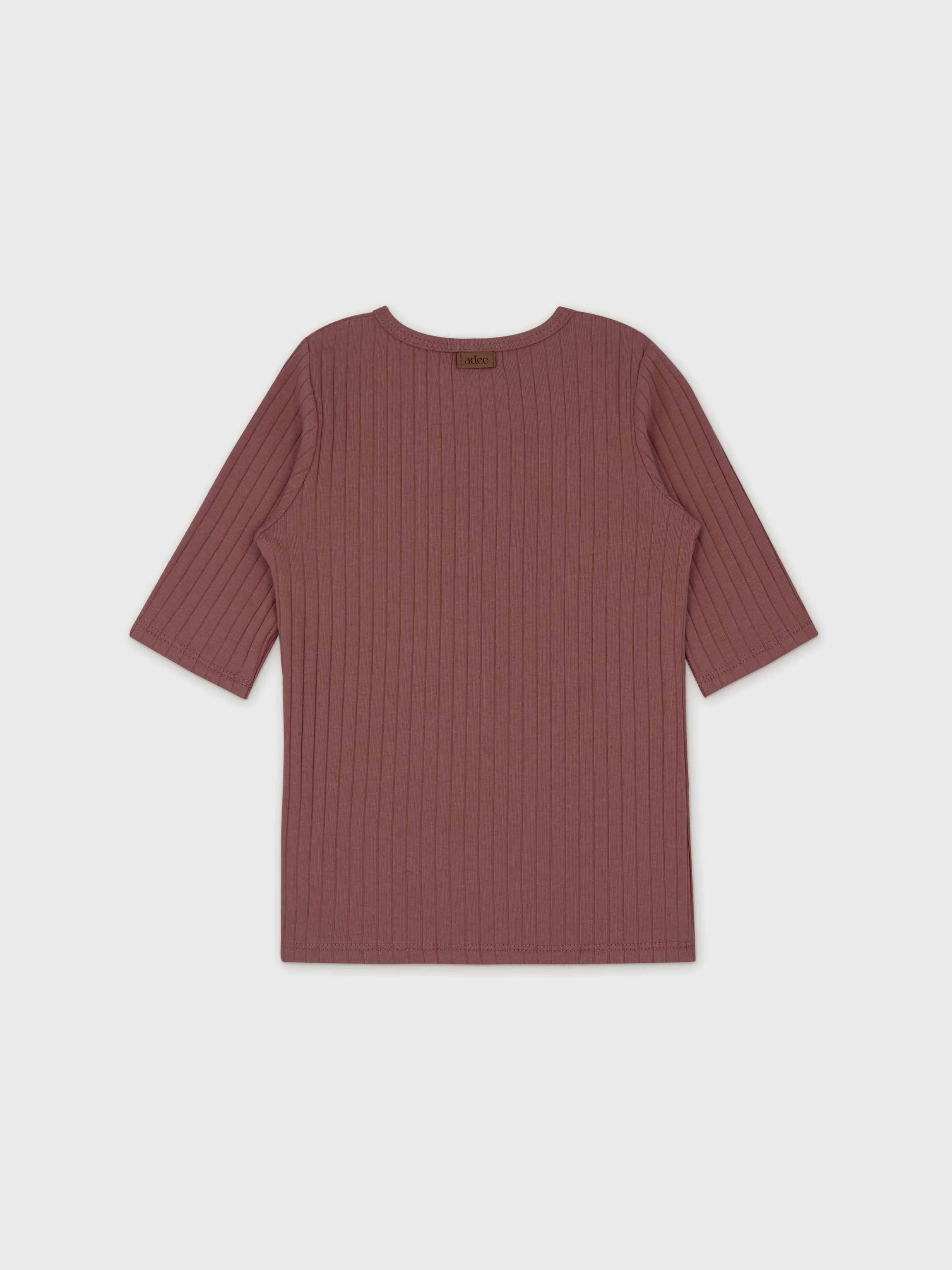 One Snap Henley 3/4 Sleeve Shirt & Skirt-Mauve