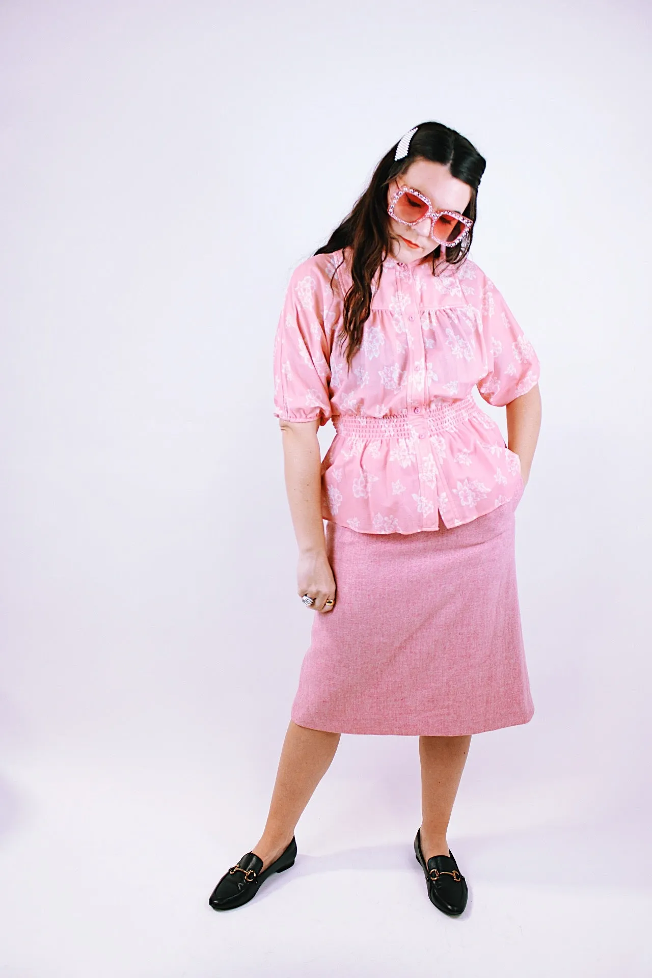 Pink Wool Pencil Skirt