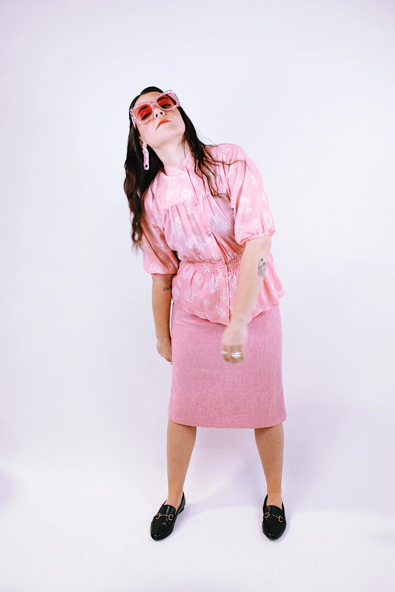 Pink Wool Pencil Skirt