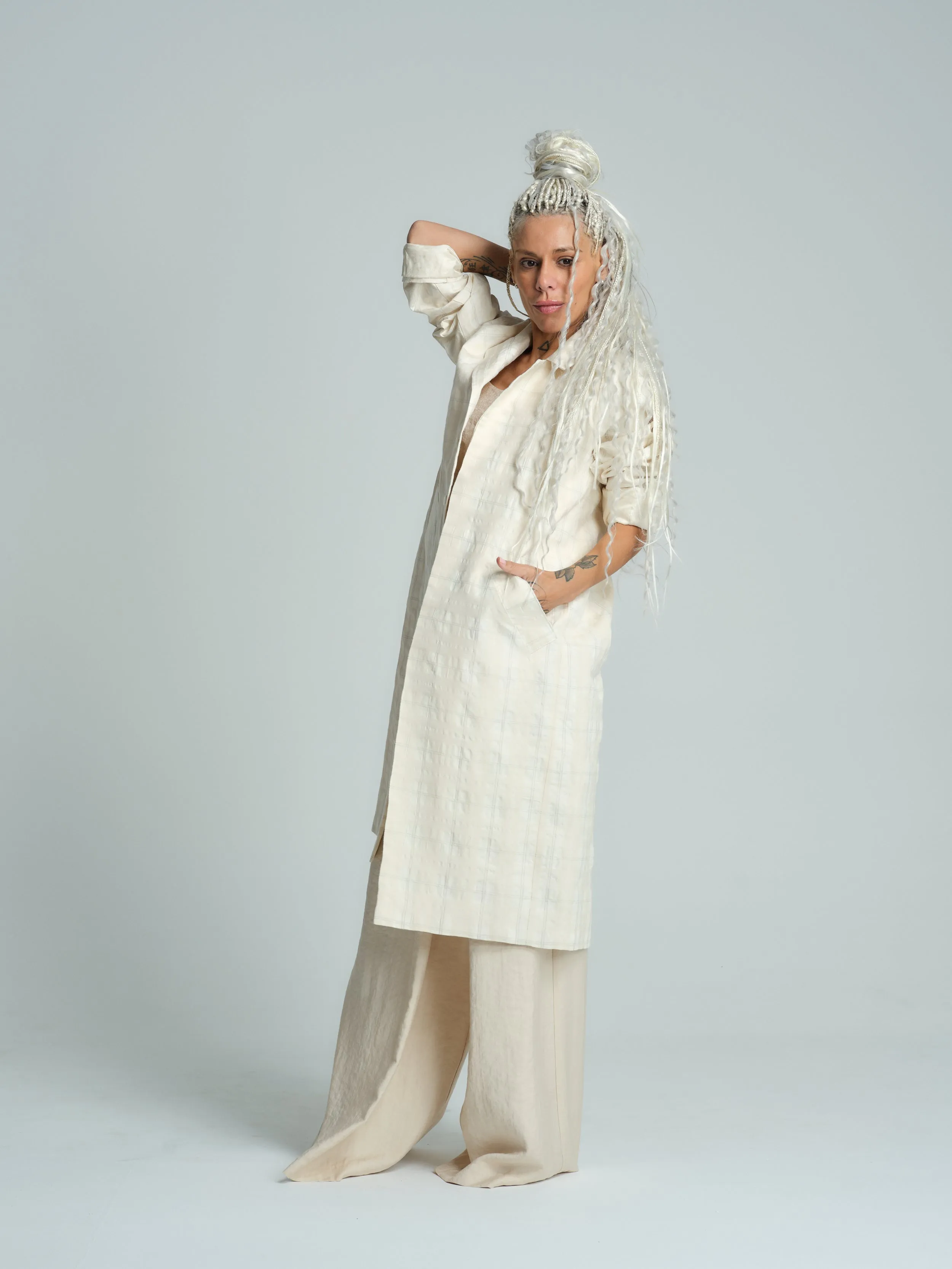 Plaid Linen-Blend Jacket