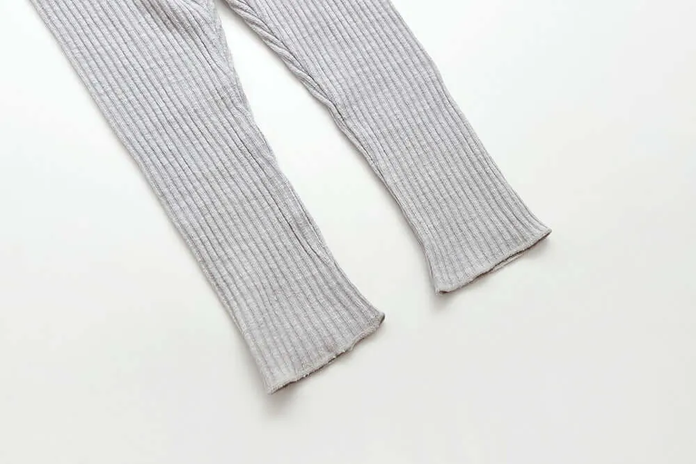 Ribbed Cotton Two-Piece Pajama Set - Henley Top