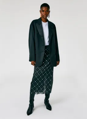 Sheer Metallic Speckle Pencil Skirt