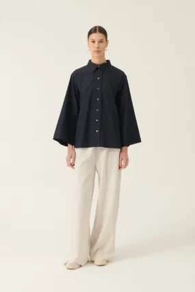 SHINO NON IRON POPLIN - NAVY